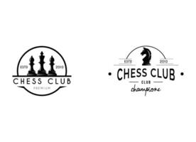 Vintage style chess logo design vector. vector