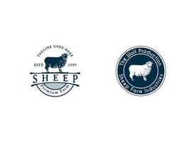 Sheep wool factory emblem template. Sheep head. Design element for logo, label,sign. Vector image