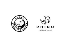 Head rhino logo design. Rhinoceros vector illustration