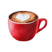 vattenfärg ljuv cappuccino illustration kaffe i en porslin kopp. hand målning på isolerat bakgrund. för designers, meny, affär, bar, bistro, restaurang, för vykort, omslag papper, co png