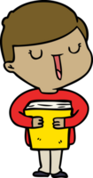 niño feliz de dibujos animados hablando de su libro png