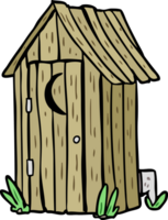 cartoon traditional outdoor toilet with crescent moon window png