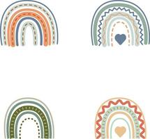 arco iris boho icono colocar. escandinavo estilo, en blanco antecedentes. vector