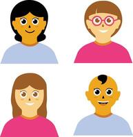 Set of Children Avatars. In Flat Cartoon Style. Isolated Vector Icon