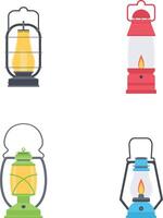 Set of Camping Lantern Lamp. With Vintage Cartoon Style. Vector Illustration