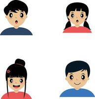 Collection Children Avatars. Isolated on White Background. Flat Cartoon Vector Illustration