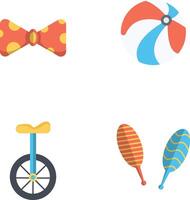 Carnival Circus Equipment With Flat Cartoon Shapes. Isolated On White Background. vector