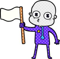 cartoon weird bald spaceman with flag png