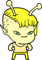 linda chica alienígena de dibujos animados png