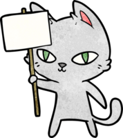 gato de dibujos animados agitando signo png