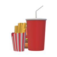 fast food 3d rendering png