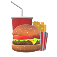 fast food 3d rendering png