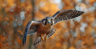 ai generado majestuoso pájaro altísimo con untado alas foto