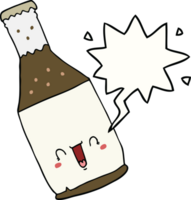 dessin animé Bière bouteille avec discours bulle png