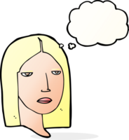 cartoon serious woman with thought bubble png