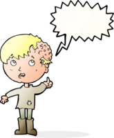 cartoon boy with growth on head with speech bubble png