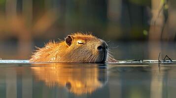 AI generated Capybara Swimming in Body of Water photo