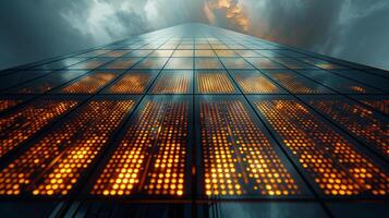 AI generated Tall Building Illuminated With Lights photo