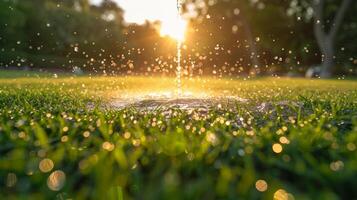 AI generated Sun Shines Brightly Through Grass photo