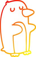 warm gradient line drawing of a cartoon penguin png