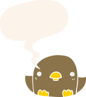 cartoon chick with speech bubble in retro style png