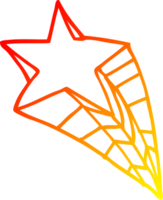 warm gradient line drawing of a cartoon shooting star png