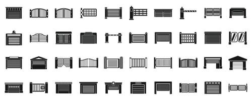 Automatic gates icons set simple vector. Security car vector