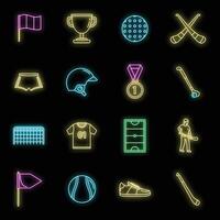 Hurling game icons set vector neon