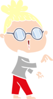 flat color style cartoon woman wearing spectacles png