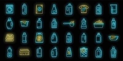 Wash softener icons set vector neon