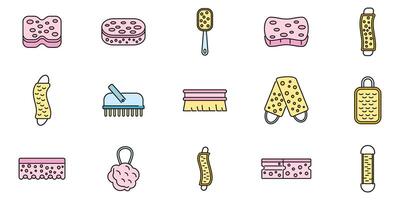 Wisp washcloth icons set vector color line