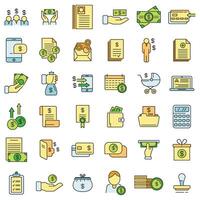 Allowance icons set vector color line