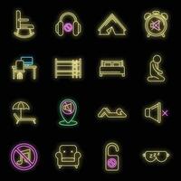 Summer quiet spaces icons set vector neon