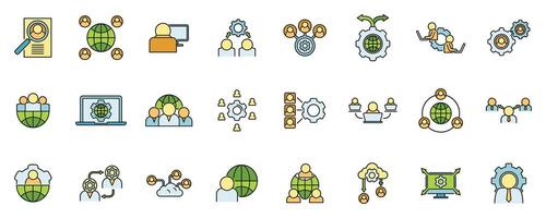 Smart outsource icons set vector color line