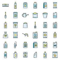 Bio fertilizer icons set vector color line