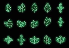 Agriculture basil icons set vector neon