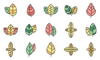 Agriculture basil icons set vector color line