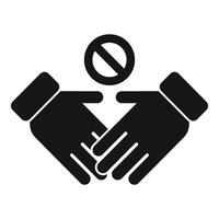 Do not touch hand shake icon simple vector. Avoid contact vector