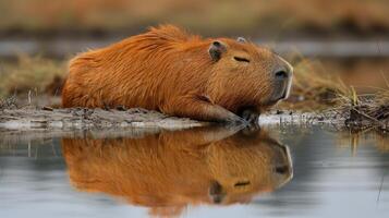 AI generated Capybara Swimming in Body of Water photo