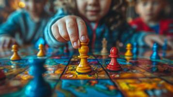 AI generated Children Playing Board Game photo