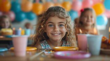 AI generated Little Girls Sitting at a Table photo