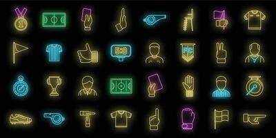 Match referee icons set vector neon