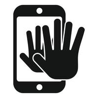 Palm phone scanning icon simple vector. Security system vector