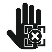 Rejected palm scanning icon simple vector. Social system vector