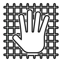 Net palm scanning icon outline vector. Online database code vector