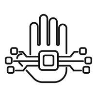 Palm processor scanning icon outline vector. Social system vector