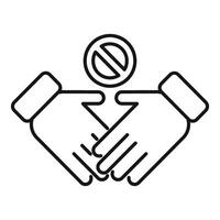 Do not touch hand shake icon outline vector. Avoid contact vector