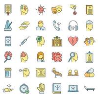 Supporting mental health icons set vector color line