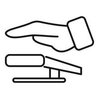 Push palm scanning icon outline vector. Security system vector