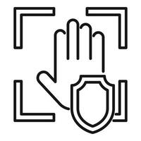 Secured palm scanning icon outline vector. Automatic software vector